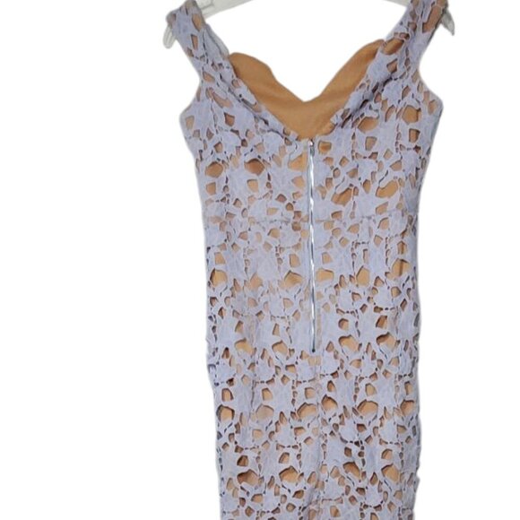 Boohoo Women's Lace Light Blue Formal off Shoulder Dress Size 6 - Picture 2 of 2